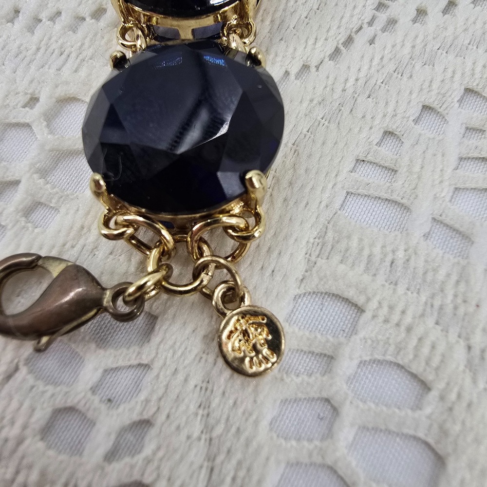 Brooks Brothers Blue Glass Necklace Set Bracelet Earrings Gold tone Classic - Picture 9 of 10